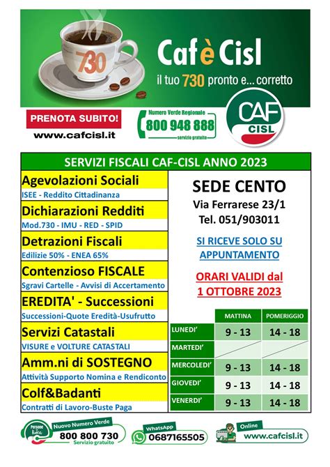 ᐅ Orari di apertura „Caf Cisl“ 